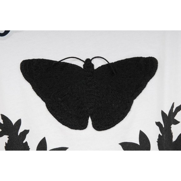 Gucci Mens L' Aveugle Par Amour T Shirt Large White Black Embroidered Butterfly - Picture 5 of 10